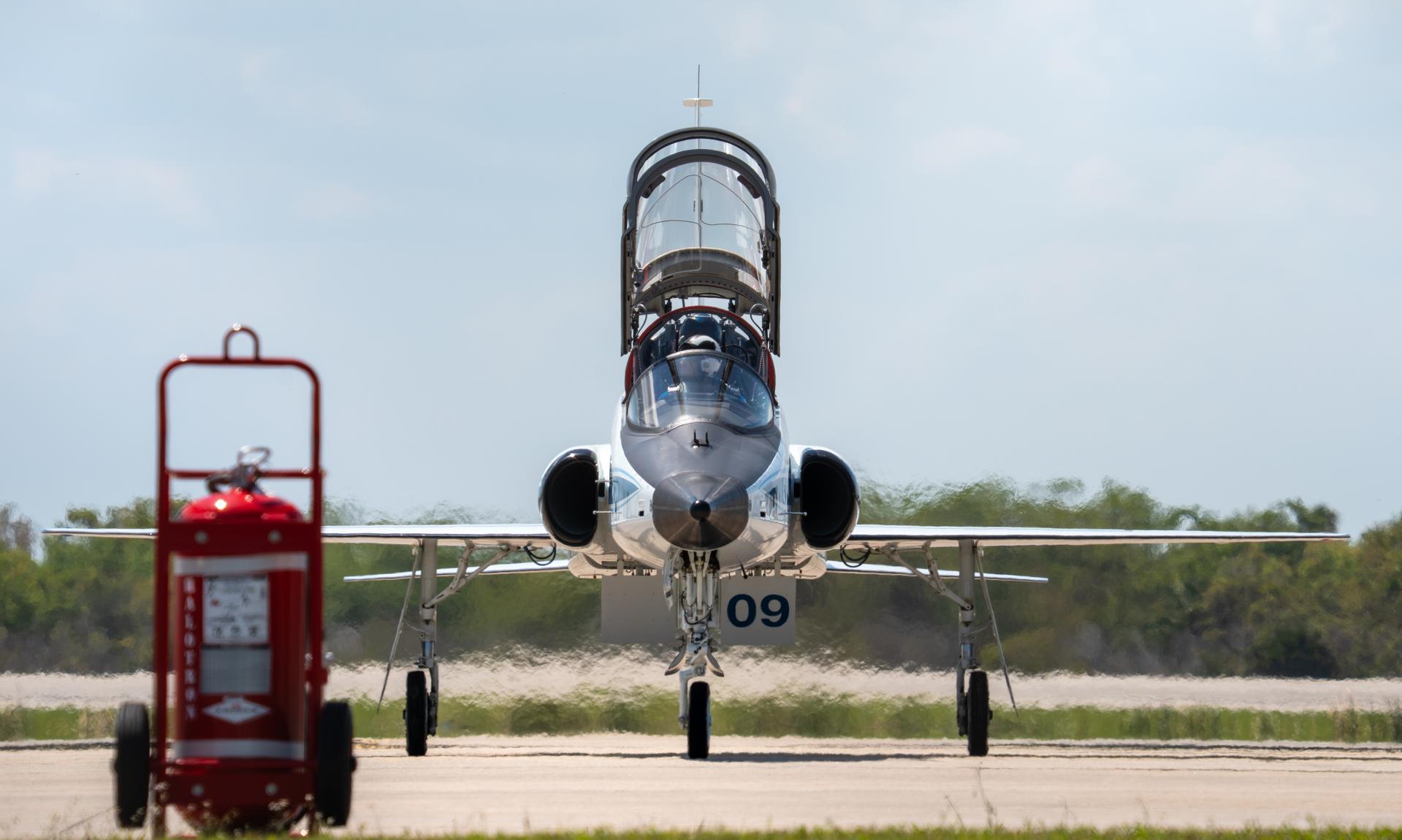 These images show the moments shortly after the arrival of the Artemis II crew to NASA’s Kennedy Space Center on March 27, 2026 ahead of the launch. The four astronauts, Victor Glover, Reid Wiseman, Christina Koch, and Jeremy Hansen, arrived on a T38, which can be seen behind them. They took turns speaking to the crowd as they also announced the zero-gravity indicator they would be taking with them on their journey.